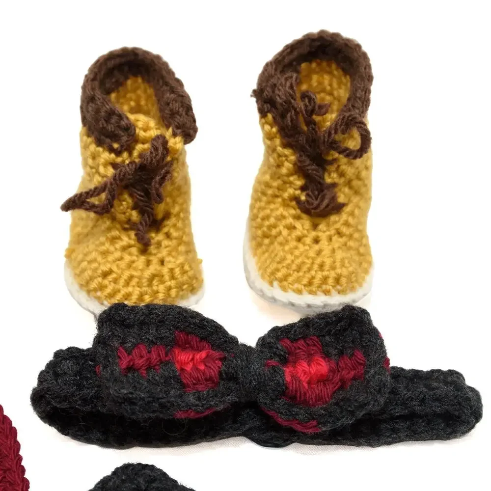 Newborn Crochet Lumberjack Diaper Cover Timberland Boots Photo Prop Outfit